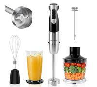 WELAIRICH Hand Blender, 5 in 1 Hand Blenders for Kitchen, 1200W Stainless Steel Electric Stick Blender with 12 Speeds Adjustable, 500ml Chopper 700ml Beaker, BPA Free Immersion Blender for Baby Food