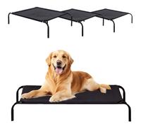 WELAIRICH Raised Dog Bed, Elevated Dog Bed with Mesh Fabric, Cool and Comfortable Outdoor Dogs Bed,No-Slip Rubber Feet Camping Pet Cot with 70kg Capacity for Travel/Camping - Small, 75L x 47W x 15H cm