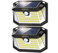 WELALO Solar Security Lights, 188 LED Solar Motion Sensor Lights, IP65 Waterproof Solar Lights Outdoor Garden, 3 Modes PIR Solar Powered Wall Lights for Outside Garden Fence Door Yard (2 Pack)