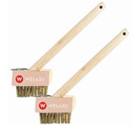Welari 2 x Patio Weed Brush with Wire Bristles & Blade Scraper - Heavy-Duty Block Paving & Driveway Weed Remover Tool - Moss & Weed Cleaner with 30cm Handle - Garden Path & Patio Cleaning Tool
