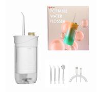 Welari Collapsible Water Flosser for Teeth - Portable 200ml Oral Irrigator with 4 Jet Tips, 3 Modes, Rechargeable & Waterproof Teeth Braces Cleaner for Home & Travel | White