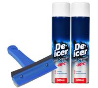 Welari De-icer 600ml Aerosol Spray x 2 with 3-in-1 Ice Squeegee - Fast Ice Removal Kit, Winter Car Windscreen Cleaner sold Thank You Card | (2 Pack)