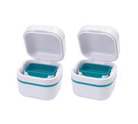 Welari Denture Bath Box - Soaking Container for Denture, Braces, Retainer Care and Storage with Rinsing Tray (2 Pack)
