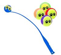 Welari Dog Ball Launcher 70cm with 4 Extra Tennis Balls (Assorted Colours) - Long Throw Pet Fetch Toy for Dogs - Exercise & Outdoor Play for Dogs and Owners (1 Pack)