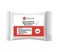 Welari Granular Salt for Water Softeners & Dishwashers 2kg High Purity Sea Salt Easily Dissolved for Household Commercial Appliance Machines | (1pack) (2kg)