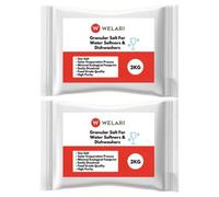 Welari Granular Salt for Water Softeners & Dishwashers 2kg x 2, High Purity Sea Salt Easily Dissolved for Household Commercial Appliance Machines | (2pack)