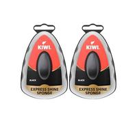Welari Kiwi Express Shoe Shine Sponge 7ml - Black x 2, Instant Shine for Leather Footwear, Quick & Easy Polishing Applicator Thank You Card | (2 Pack)