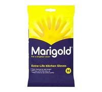 Welari Marigold 1 x 1pair Extra Life Kitchen Rubber Gloves Thank You Card Size M Medium Cotton Lined Strong Triple Layered Multipurpose Cleaning (1pair) (1pack)
