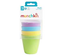 Welari MunchkinBaby 4 Drinking Cups 18 Months + Assorted Colours (Purple, Blue, Yellow & Green) Pack of 1 Toddler Beverage Open Tumbler Dishwasher Microwave Safe Thank You Card | (1pack) (4cups)