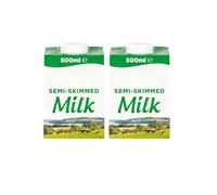 Welari UHT Semi-skimmed Milk 500ml x2, Low Fat 1.5% Long Shelf Life Calcium Vegetarian Dairy Drink Screw Top Catering Pantry compatible with lakeland dairy milk pot | (2pack) (1000ml)