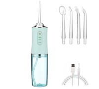 Welari Water Dental Flosser for Teeth - Cordless Portable Oral Irrigator 220ml with 4 Jet Tips, 3 Gear, Rechargeable, Waterproof Braces Cleaner - Compatible with Oral B Toothpaste | Green