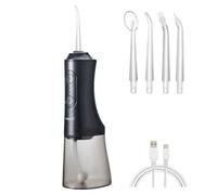 Welari Water Dental Flosser for Teeth - Cordless Portable Oral Irrigator 300ml with 4 Jet Tips, 3 Modes, Rechargeable, Waterproof Braces Cleaner - Compatible with Oral B Toothpaste | Black