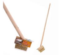 Welari Weed Brush and Scraper for Patio Driveway Block Paving 120cm Long Wooden Handle Moss Remover Groove Cleaning Wire Bristle Garden Path Tool | Pack of 1