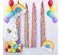WELBAHOM 52IN 10PCS Rainbow Swirls Tassel Hanging Garland Party Decorations for Classroom, Ceiling, Balloon Honeycomb Lanterns Decor, Suitable for Birthday Party, Baby Shower, Christmas