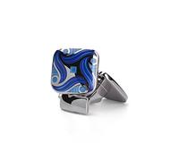 welbijoux Cufflinks Unique Square Enamel Blue Cuffs Luxury French Shirts Silver Cuff Link for Men 1 Set