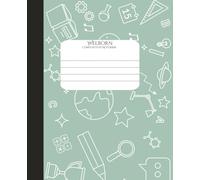 Welborn Composition Notebook: Math Background, Wide Ruled Paper, Home School Supplies for College Students & K-12, 9-1/4" x 7-1/2", 100 Sheets/ 200 Pages