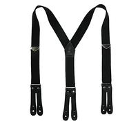 Welch Men's Elastic Button-End Y-Back 1 1/2 Inch Double Face Braces, Black