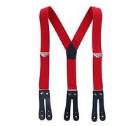 Welch Men's Elastic Button-End Y-Back 1 1/2 Inch Double Face Braces, Red