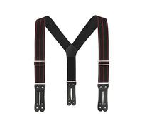 Welch WK-38 2" Y-back Work Button-on Suspender with Black Tuff Stuff Webbing, Black With Red Pinstripe, L
