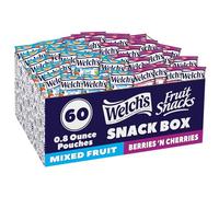 Welch's Fruit Snacks, Mixed Fruit & Berries 'N Cherries Bulk Variety Pack, Perfect for School Lunches, Gluten Free, 0.8 oz Individual Single Serve Bags (Pack of 60)
