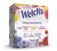 Welch's Singles To Go Variety Pack, Watertok Powder Drinks Mix, Contains 4 Flavours, Grape, Passion Fruit, Strawberry Peach, Cherry Pomegranate, 1 Box (40 Servings)