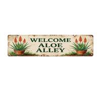 Welcome Aloe Alley Pattern Signage Metal Tin Sign