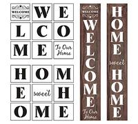 Welcome and Home Sweet Home Stencil - 18 Pack Large Vertical Welcome Home Sweet Home Sign Stencils Templates for Painting on Wood, Reusable Letter Stencils for Porch Signs & Front Door Decorations