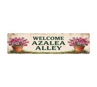 Welcome Azalea Alley Pattern Signage Metal Tin Sign