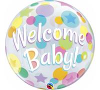 Welcome Baby Colourful Dots 22"/56Cm Bubble Balloon