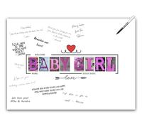 Welcome Baby Girl Signature Card - Large Guest Book Alternative Poster for Her. Baby Party Decoration Supplies. Wall Art Decor for Girls. A3 Party Poster for Newborns.