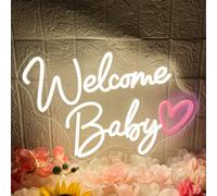Welcome Baby Neon Sign, Dimmable Switch Welcome Led Signs for Wall Backdrop Decor, Warm White Neon Light Up Sign for Baby Shower Birthday Party Gender Reveal Bedroom Boys Girls Present