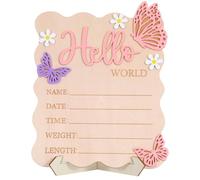 Welcome Baby Sign, Newborn Sign, Pink Baby Name Announcement Mark, Butterfly Chrysanthemum Birth Announcement Signs for Girls And Boys in Hospitals, Nursery And Family Use.