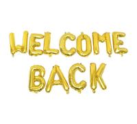 Welcome Back Foil Letter Balloon for School Office Party Decor | Golden Aluminum Film, Reusable Rustic Backdrop Accent, Photo-friendly Lettering for Reunion Gatherings and Classrooms