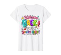 Welcome Back I'm Glad You're Here Back to School Teacher Value Graphic T-Shirt, Women, White, M