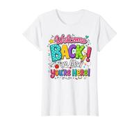 Welcome Back I'm Glad You're Here Back to School Teacher Value Graphic T-Shirt, Women, White, S