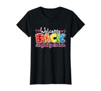 Welcome Back I'm Glad You're Here Teacher Back to School Value Graphic T-Shirt, Women, Black, M