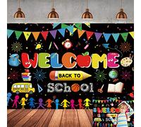 Welcome Back to School Backdrop First Day of School Preschool Kindergarten Photography Background Colorful Graffiti Banner Teachers Kids Classroom Party Decor Supplies (7X5FT(82x59inch))