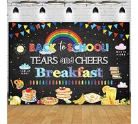 Welcome Back to School Backdrop Rainbow Clouds Tears an Cheers Kids Classroom Party Decoration Breakfast Books Pencil Online Teaching Backdrop First Day of School Preschool Background,8x6ft