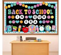 Welcome Back to School Bulletin Board Set Hippie Groovy Inspirational Classroom Decorations in Our Class Bulletin Board, Pencil, Apple and Books, Cutout for School, Office, Chalkboard