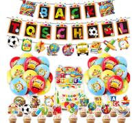 Welcome Back To School Decorations Set of Multicolor Balloons Childlike Back to School Banner Cupcake Toppers First Day of School for Home Classroom Hanging Decorations Supplies Party Favors (Black)