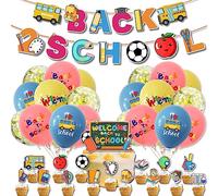 Welcome Back To School Decorations Set of Multicolor Balloons Childlike Back to School Banner Cupcake Toppers First Day of School for Home Classroom Hanging Decorations Supplies Party Favors