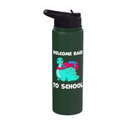 Welcome Back to School Dinosaur Stegosaurus Teacher Students Stainless Steel Insulated Water Bottle