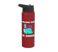 Welcome Back to School Dinosaur Stegosaurus Teacher Students Stainless Steel Insulated Water Bottle