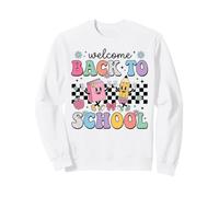 Welcome Back To School Groovy Retro Book Pencil Teacher Kids Sweatshirt