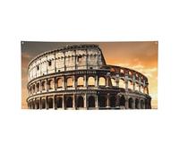 Welcome Banners Party Flag Photography Backdrop Background Banner Ancient Colosseum Sign Photo Props Banner for Fence Birthday Garden Party Supplies Favors Wall Decor Flag 71 x 35 Inch