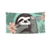 Welcome Banners Party Flag Photography Backdrop Background Banner Animal Sloth Mint Green Sign Photo Props Banner for Fence Birthday Garden Party Supplies Favors Wall Decor Flag 70 x 35 Inch