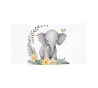 Welcome Banners Party Flag Photography Backdrop Background Banner Cute Elephant with Wreath and Little Duck Sign Photo Props Banner for Fence Party Supplies Favors Wall Decor Flag 70 x 35 Inch