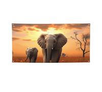 Welcome Banners Party Flag Photography Backdrop Background Banner Cute Wild Elephant Sign Photo Props Banner for Fence Birthday Garden Party Supplies Favors Wall Decor Flag 71 x 35 Inch