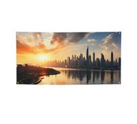 Welcome Banners Party Flag Photography Backdrop Background Banner New York in The Sunset Sign Photo Props Banner for Fence Birthday Garden Party Supplies Favors Wall Decor Flag 47 x 24 Inch