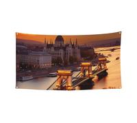 Welcome Banners Party Flag Photography Backdrop Background Banner Sunset in Budapest Sign Photo Props Banner for Fence Birthday Garden Party Supplies Favors Wall Decor Flag 70 x 35 Inch